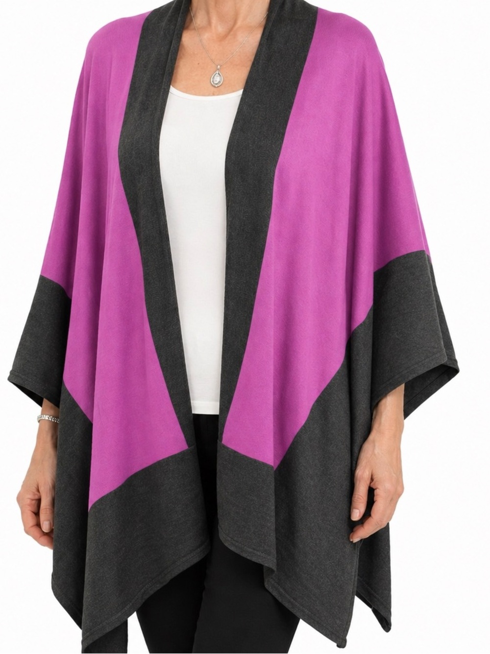 Lauren Ralph Lauren Wool Blend Open Front Poncho Wrap Shawl Cover Up Size L/XL